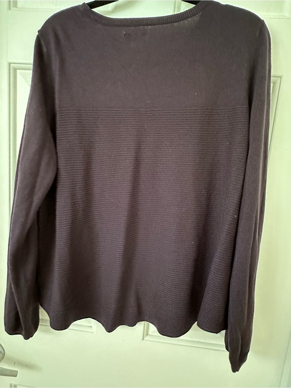 Croft & Barrow Purple Ribbed Crewneck Long-Sleeve Top - Picture 6 of 9